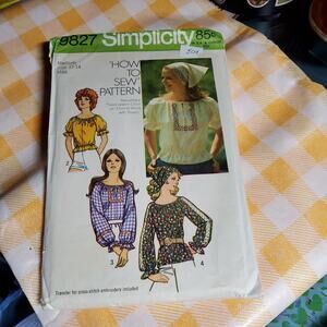 Vintage 1971 simplicity peasant blouse pattern size medium